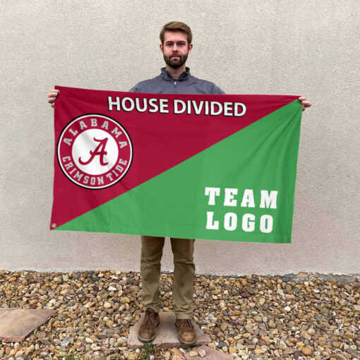 Alabama vs Custom Team House Divided Flag, Custom NCAA Flag Alabama vs Custom Team House Divided Flag, Custom NCAA Flag