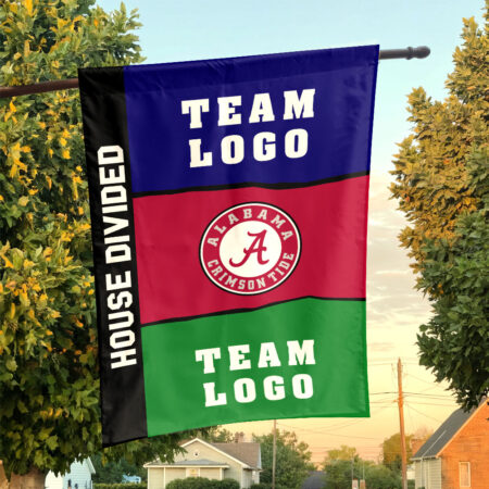 Alabama vs Custom Team House Divided Flag, Custom NCAA Split Team Flag