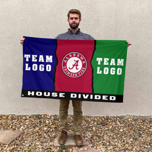 Alabama vs Custom Team House Divided Flag, Custom NCAA Split Team Flag Alabama vs Custom Team House Divided Flag, Custom NCAA Split Team Flag