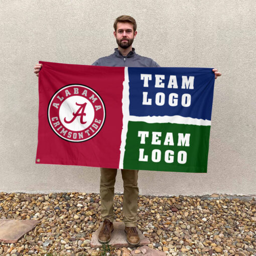 Alabama vs Custom Team House Divided Flag, NCAA College Flag Alabama vs Custom Team House Divided Flag, NCAA College Flag