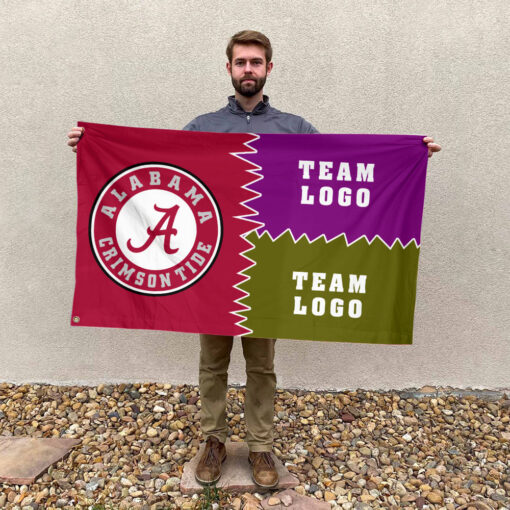 Alabama vs Custom Team House Divided Flag, NCAA Game Day Flag Alabama vs Custom Team House Divided Flag, NCAA Game Day Flag