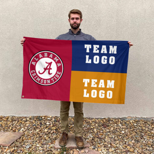 Alabama vs Custom Team House Divided Flag, NCAA House Flag Alabama vs Custom Team House Divided Flag, NCAA House Flag