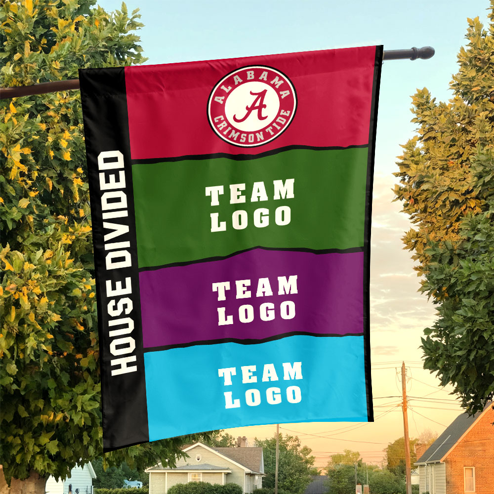 Alabama vs Custom Team House Divided Flag, NCAA Rival Flag Alabama vs Custom Team House Divided Flag, NCAA Rival Flag