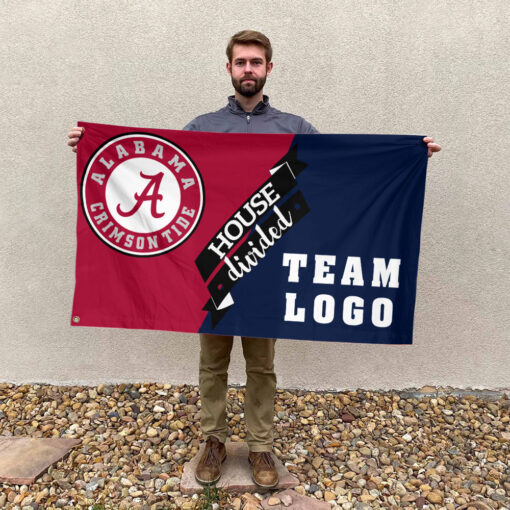 Alabama vs Custom Team House Divided Flag, NCAA Split Flag Alabama vs Custom Team House Divided Flag, NCAA Split Flag