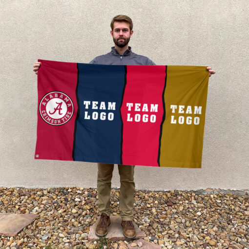 Alabama vs Custom Team House Divided Flag, Personalized College Flag Alabama vs Custom Team House Divided Flag, Personalized College Flag