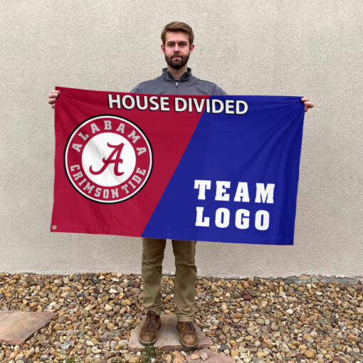 Alabama vs Custom Team House Divided Flag, Personalized Game Day Flag Alabama vs Custom Team House Divided Flag, Personalized Game Day Flag