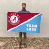 Alabama vs Custom Team House Divided Flag, Personalized Rival Flag 2 Alabama vs Custom Team House Divided Flag, Personalized Rival Flag