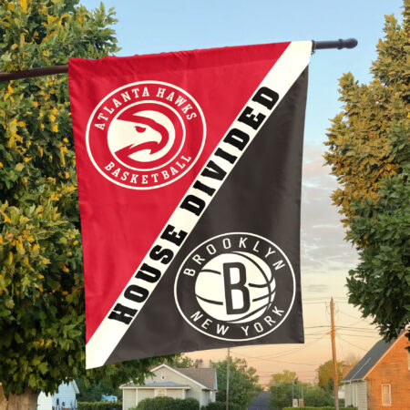 Atlanta vs Brooklyn House Divided Flag, NBA House Divided Flag Atlanta vs Brooklyn House Divided Flag, NBA House Divided Flag