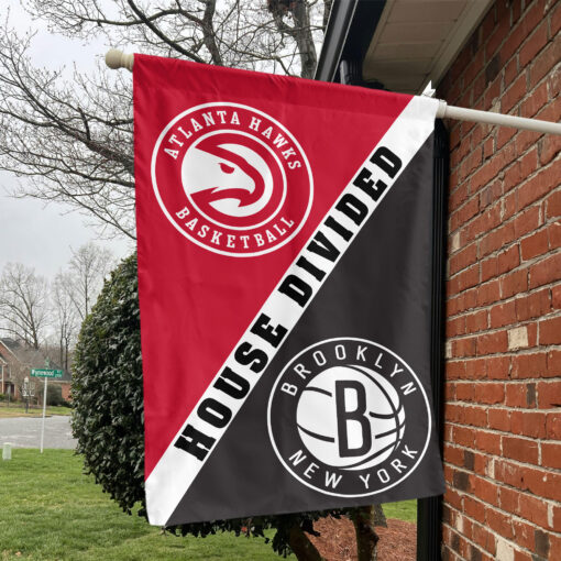 Atlanta vs Brooklyn House Divided Flag, NBA House Divided Flag Atlanta vs Brooklyn House Divided Flag, NBA House Divided Flag
