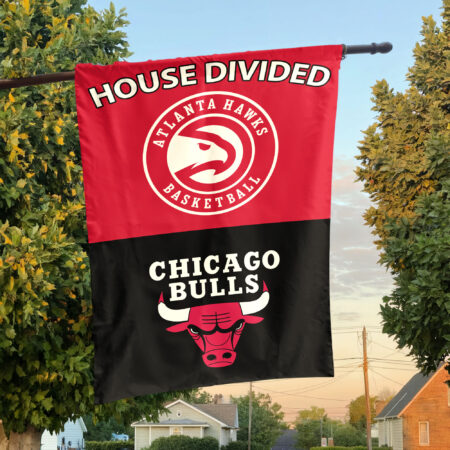 Atlanta vs Chicago House Divided Flag, NBA House Divided Flag Atlanta vs Chicago House Divided Flag, NBA House Divided Flag