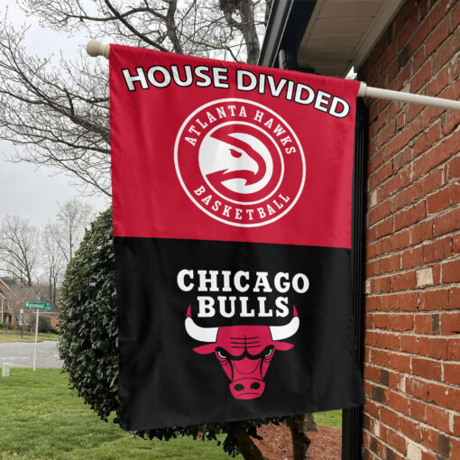 Atlanta vs Chicago House Divided Flag, NBA House Divided Flag Atlanta vs Chicago House Divided Flag, NBA House Divided Flag