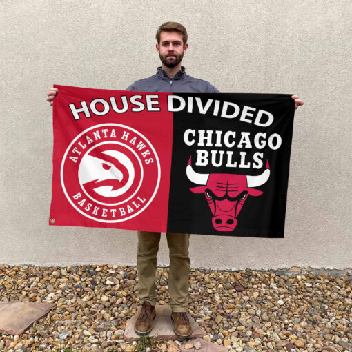Atlanta vs Chicago House Divided Flag, NBA House Divided Flag Atlanta vs Chicago House Divided Flag, NBA House Divided Flag