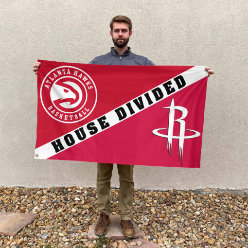 Atlanta vs Houston House Divided Flag, NBA House Divided Flag Atlanta vs Houston House Divided Flag, NBA House Divided Flag