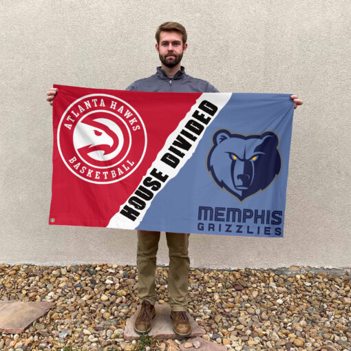 Atlanta vs Memphis House Divided Flag, NBA House Divided Flag Atlanta vs Memphis House Divided Flag, NBA House Divided Flag