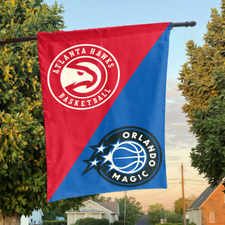 Atlanta vs Orlando House Divided Flag, NBA House Divided Flag Atlanta vs Orlando House Divided Flag, NBA House Divided Flag