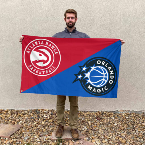 Atlanta vs Orlando House Divided Flag, NBA House Divided Flag Atlanta vs Orlando House Divided Flag, NBA House Divided Flag