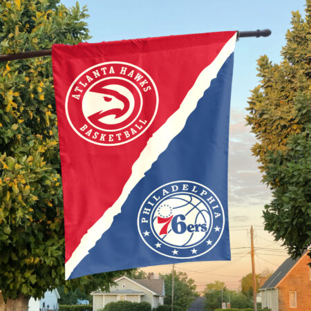 Atlanta vs Philadelphia House Divided Flag, NBA House Divided Flag Atlanta vs Philadelphia House Divided Flag, NBA House Divided Flag