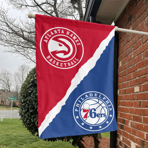 Atlanta vs Philadelphia House Divided Flag, NBA House Divided Flag Atlanta vs Philadelphia House Divided Flag, NBA House Divided Flag