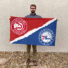 Atlanta vs Philadelphia House Divided Flag, NBA House Divided Flag 2 Atlanta vs Philadelphia House Divided Flag, NBA House Divided Flag