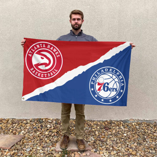 Atlanta vs Philadelphia House Divided Flag, NBA House Divided Flag Atlanta vs Philadelphia House Divided Flag, NBA House Divided Flag