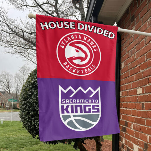 Atlanta vs Sacramento House Divided Flag, NBA House Divided Flag Atlanta vs Sacramento House Divided Flag, NBA House Divided Flag