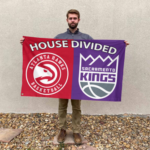 Atlanta vs Sacramento House Divided Flag, NBA House Divided Flag Atlanta vs Sacramento House Divided Flag, NBA House Divided Flag