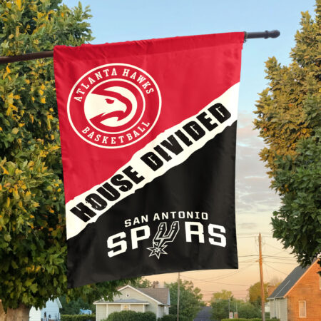 Atlanta vs San Antonio House Divided Flag, NBA House Divided Flag Atlanta vs San Antonio House Divided Flag, NBA House Divided Flag