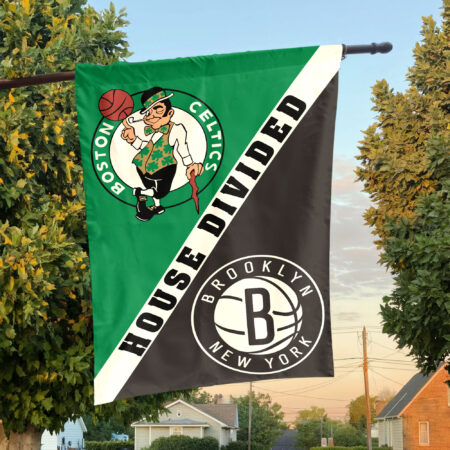 Boston vs Brooklyn House Divided Flag, NBA House Divided Flag Boston vs Brooklyn House Divided Flag, NBA House Divided Flag