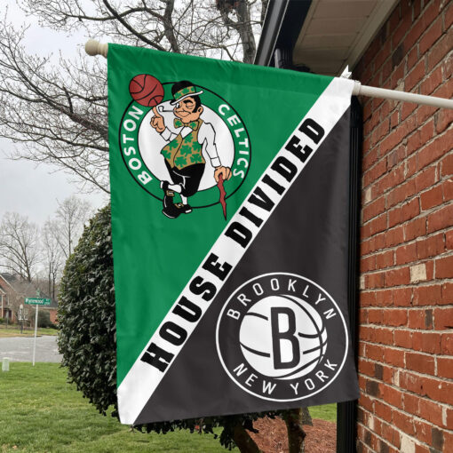 Boston vs Brooklyn House Divided Flag, NBA House Divided Flag Boston vs Brooklyn House Divided Flag, NBA House Divided Flag