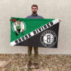 Boston vs Brooklyn House Divided Flag, NBA House Divided Flag 2 Boston vs Brooklyn House Divided Flag, NBA House Divided Flag