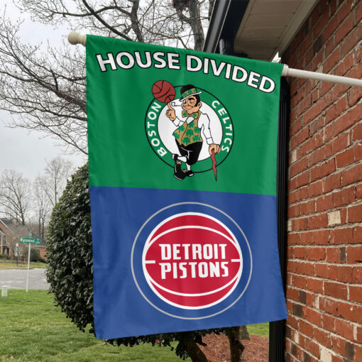 Boston vs Detroit House Divided Flag, NBA House Divided Flag Boston vs Detroit House Divided Flag, NBA House Divided Flag