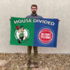 Boston vs Detroit House Divided Flag, NBA House Divided Flag 2 Boston vs Detroit House Divided Flag, NBA House Divided Flag