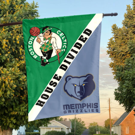 Boston vs Memphis House Divided Flag, NBA House Divided Flag Boston vs Memphis House Divided Flag, NBA House Divided Flag