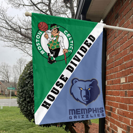 Boston vs Memphis House Divided Flag, NBA House Divided Flag Boston vs Memphis House Divided Flag, NBA House Divided Flag
