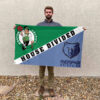 Boston vs Memphis House Divided Flag, NBA House Divided Flag 2 Boston vs Memphis House Divided Flag, NBA House Divided Flag