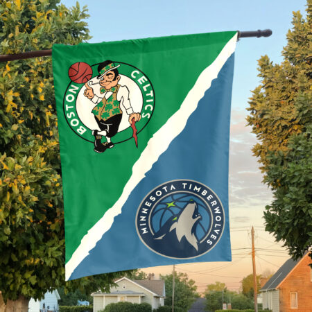 Boston vs Minnesota House Divided Flag, NBA House Divided Flag Boston vs Minnesota House Divided Flag, NBA House Divided Flag