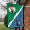 Boston vs Minnesota House Divided Flag, NBA House Divided Flag 1 Boston vs Minnesota House Divided Flag, NBA House Divided Flag