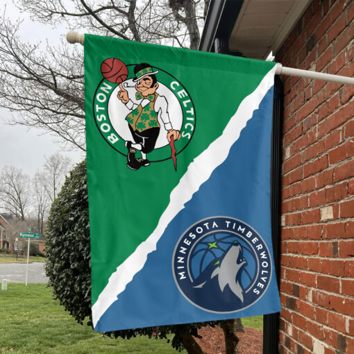 Boston vs Minnesota House Divided Flag, NBA House Divided Flag Boston vs Minnesota House Divided Flag, NBA House Divided Flag