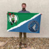 Boston vs Minnesota House Divided Flag, NBA House Divided Flag 2 Boston vs Minnesota House Divided Flag, NBA House Divided Flag
