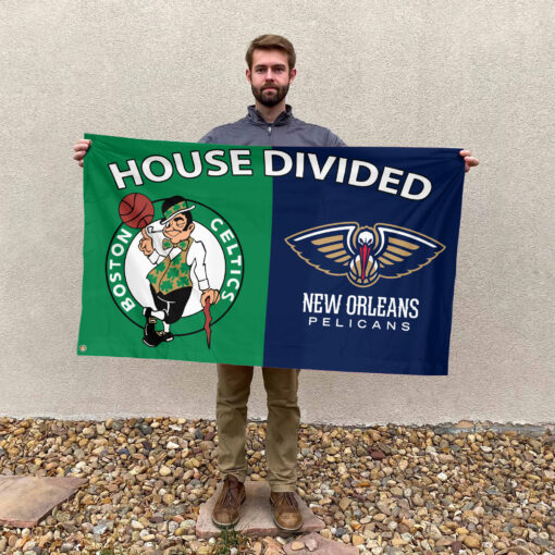 Boston vs New Orleans House Divided Flag, NBA House Divided Flag Boston vs New Orleans House Divided Flag, NBA House Divided Flag