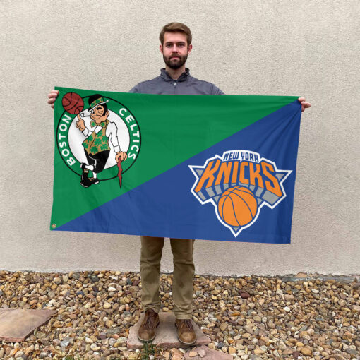 Boston vs New York House Divided Flag, NBA House Divided Flag Boston vs New York House Divided Flag, NBA House Divided Flag