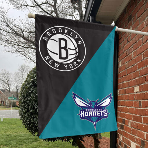 Brooklyn vs Charlotte House Divided Flag, NBA House Divided Flag Brooklyn vs Charlotte House Divided Flag, NBA House Divided Flag