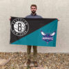 Brooklyn vs Charlotte House Divided Flag, NBA House Divided Flag 2 Brooklyn vs Charlotte House Divided Flag, NBA House Divided Flag