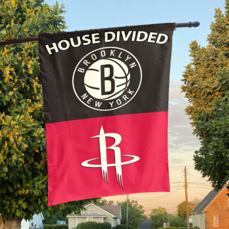 Brooklyn vs Houston House Divided Flag, NBA House Divided Flag Brooklyn vs Houston House Divided Flag, NBA House Divided Flag