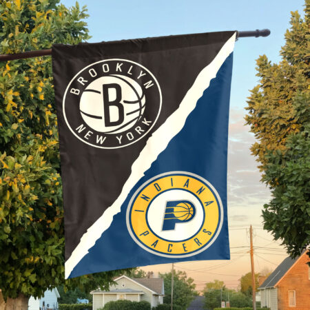 Brooklyn vs Indiana House Divided Flag, NBA House Divided Flag Brooklyn vs Indiana House Divided Flag, NBA House Divided Flag