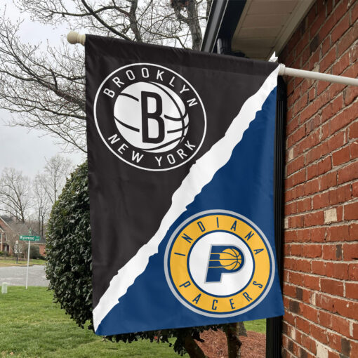 Brooklyn vs Indiana House Divided Flag, NBA House Divided Flag Brooklyn vs Indiana House Divided Flag, NBA House Divided Flag