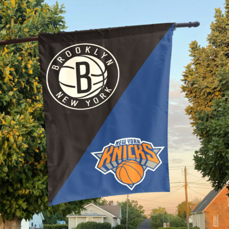 Brooklyn vs New York House Divided Flag, NBA House Divided Flag Brooklyn vs New York House Divided Flag, NBA House Divided Flag