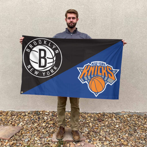 Brooklyn vs New York House Divided Flag, NBA House Divided Flag Brooklyn vs New York House Divided Flag, NBA House Divided Flag