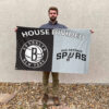 Brooklyn vs San Antonio House Divided Flag, NBA House Divided Flag 2 Brooklyn vs San Antonio House Divided Flag, NBA House Divided Flag