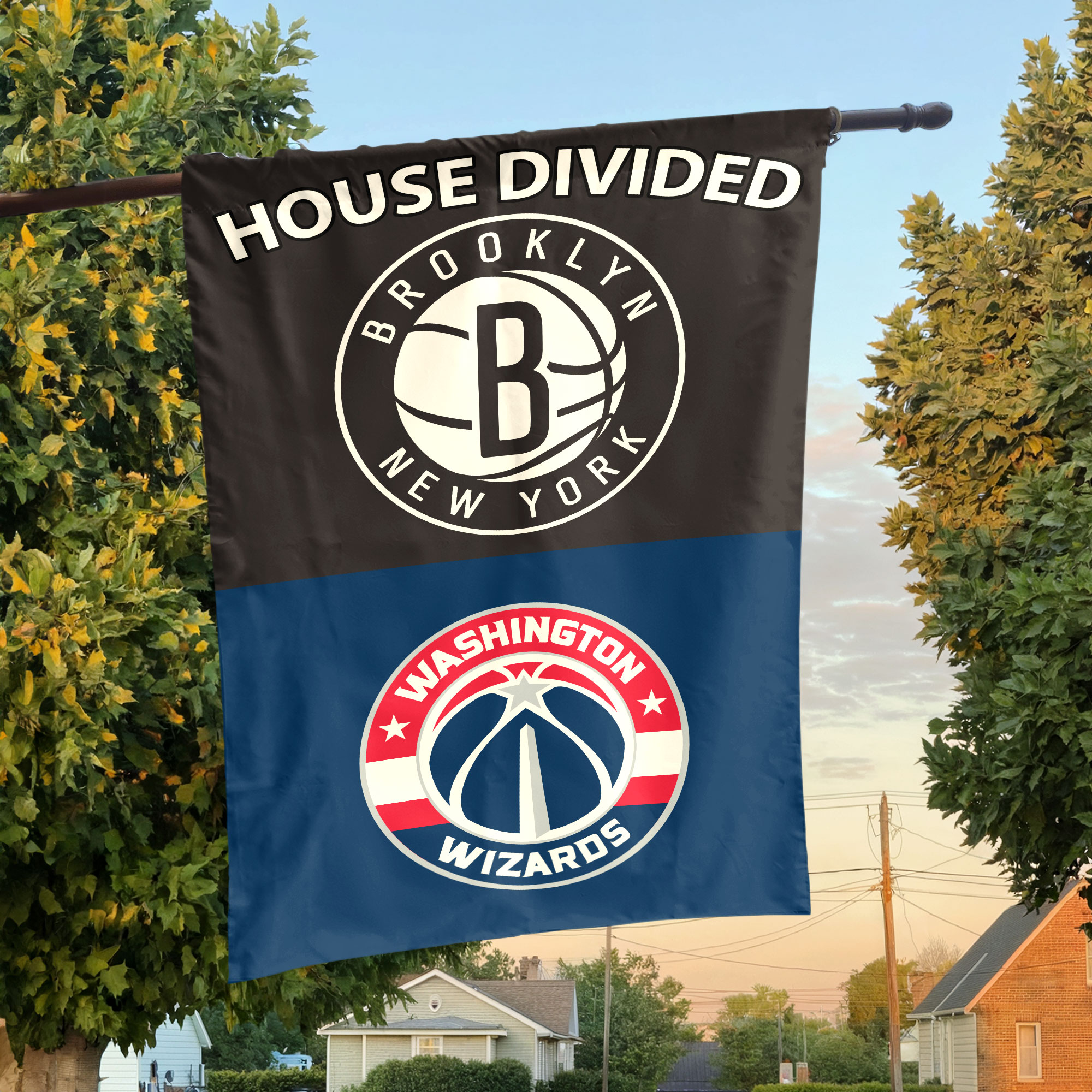 Brooklyn vs Washington House Divided Flag, NBA House Divided Flag Brooklyn vs Washington House Divided Flag, NBA House Divided Flag